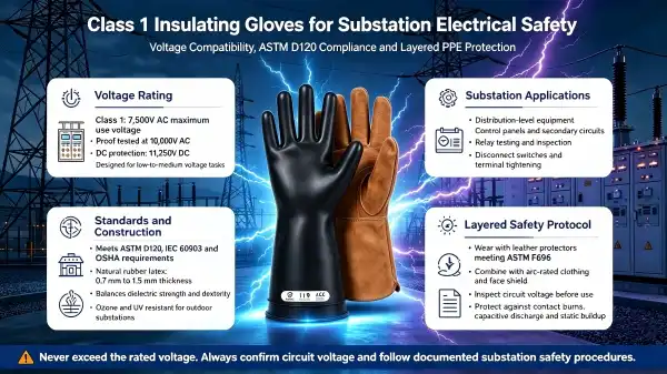  Class 1 Insulating Gloves 