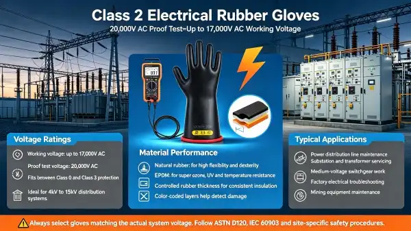 Class 2 electrical rubber gloves Class 2 electrical rubber gloves