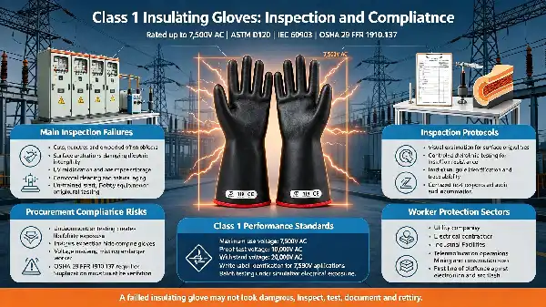 Class 1 Electrical Insulating Rubber Gloves