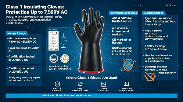 Class 1 Electrical Insulating Rubber Gloves Class 1 Electrical Insulating Rubber Gloves