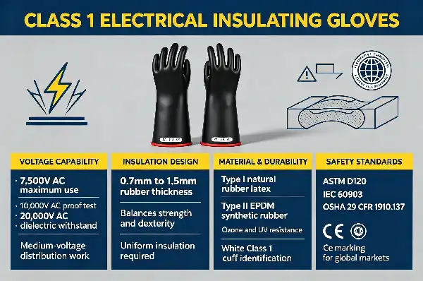 Class 1 Electrical Insulating Rubber Gloves Class 1 Electrical Insulating Rubber Gloves