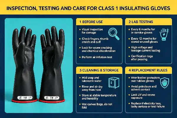 Class 1 Electrical Insulating Rubber Gloves