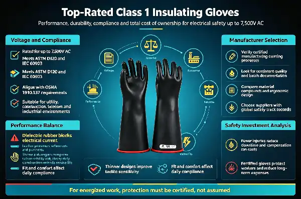 Class 1 Electrical Insulating Rubber Gloves Class 1 Electrical Insulating Rubber Gloves
