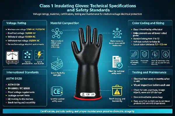 Class 1 Electrical Insulating Rubber Gloves