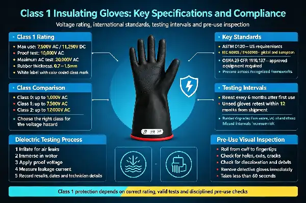 Class 1 Electrical Insulating Rubber Gloves
