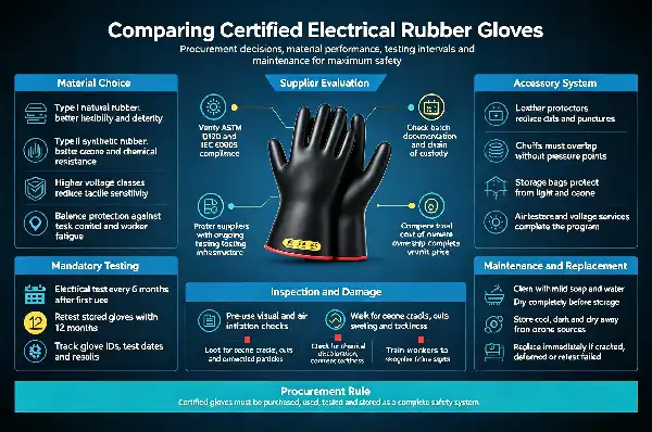 Class 2 Electrical Insulating Rubber Gloves