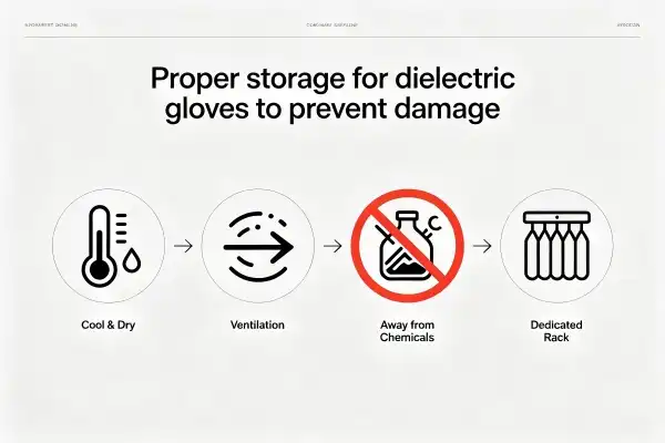 Proper storage for dielectric gloves to prevent damage