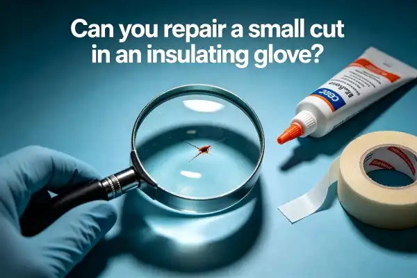 Can you repair a small cut in an insulating glove?